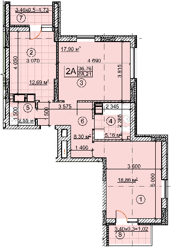 2-комнатная 68.21 м² в ЖК Forest от застройщика, Киев