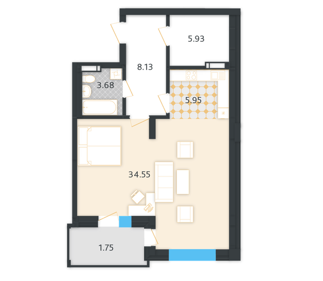 1-кімнатна 59.99 м² в КБ LA MANCHE від 52 900 грн/м², Київ