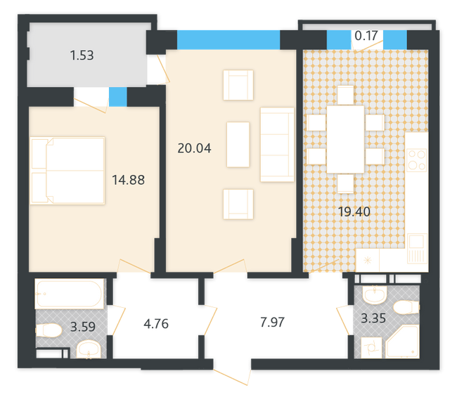 2-комнатная 75.69 м² в КД LA MANCHE от 63 450 грн/м², Киев