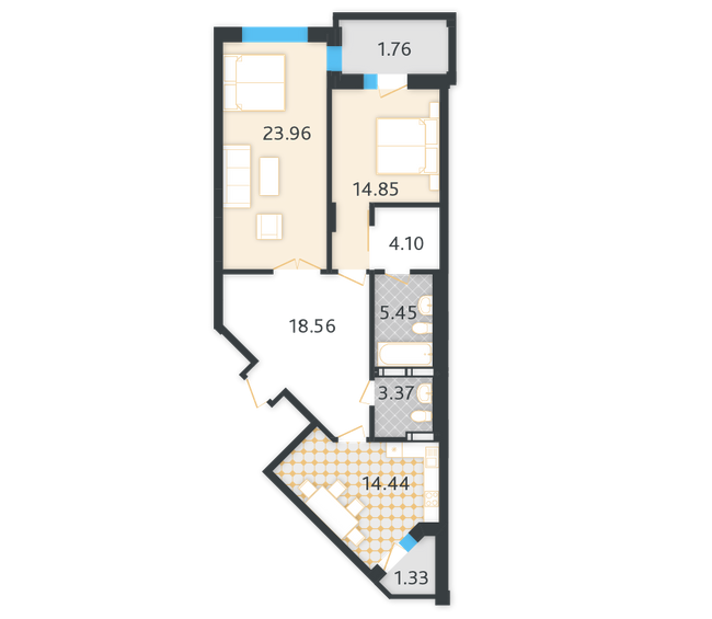 2-комнатная 87.82 м² в КД LA MANCHE от 63 450 грн/м², Киев