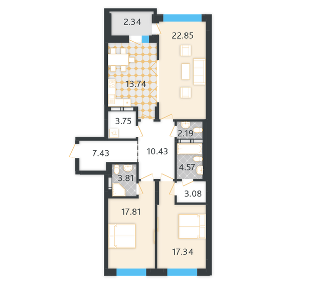 3-комнатная 109.34 м² в КД LA MANCHE от 63 600 грн/м², Киев
