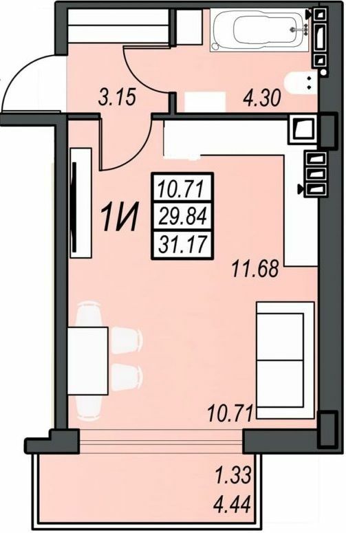 1-комнатная 31.17 м² в ЖК Sunrise City от 23 350 грн/м², г. Черноморск