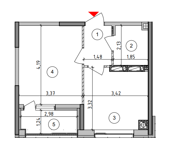 1-кімнатна 35.34 м² в ЖК Оптимісто від 25 000 грн/м², с. Гатне