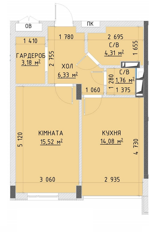 1-комнатная 45.18 м² в ЖК Central Bucha от 29 300 грн/м², г. Буча