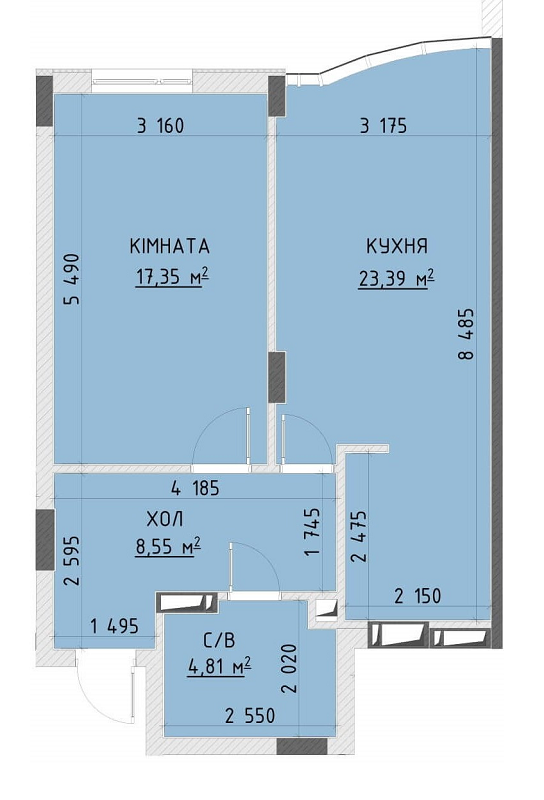 1-комнатная 54.1 м² в ЖК Central Bucha от 29 300 грн/м², г. Буча