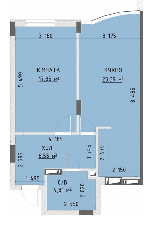 1-кімнатна 54.1 м² в ЖК Central Bucha від 29 300 грн/м², м. Буча