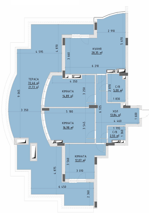 3-комнатная 115.41 м² в ЖК Central Bucha от застройщика, г. Буча