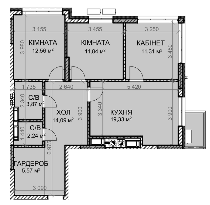 3-комнатная 80.81 м² в ЖК Клубный дом-2 от 35 000 грн/м², Киев