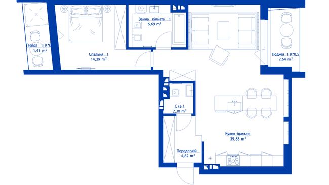 1-кімнатна 71.98 м² в ЖК RYBALSKY від 36 384 грн/м², Київ