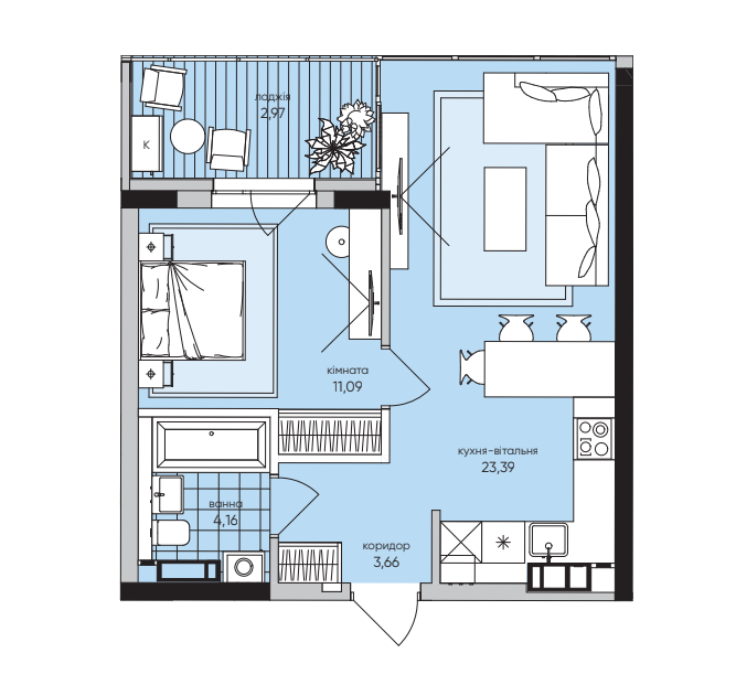 1-кімнатна 47.27 м² в ЖК Park Lake City від 34 562 грн/м², с. Підгірці