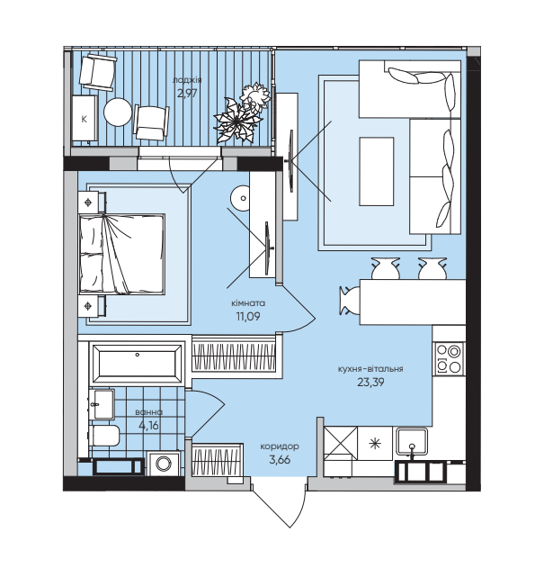 1-комнатная 45.27 м² в ЖК Park Lake City от 34 562 грн/м², с. Подгорцы