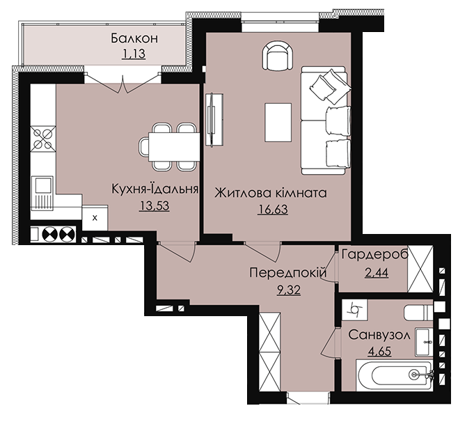 1-кімнатна 47.7 м² в КБ Waldhausen від 15 500 грн/м², смт Дубляни