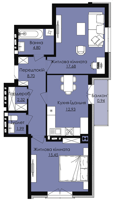 2-комнатная 64.81 м² в КД Waldhausen от 15 500 грн/м², пгт Дубляны