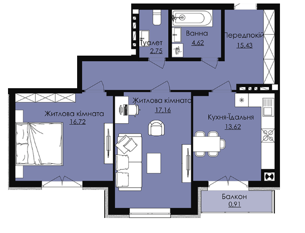 2-кімнатна 71.77 м² в КБ Waldhausen від 15 500 грн/м², смт Дубляни