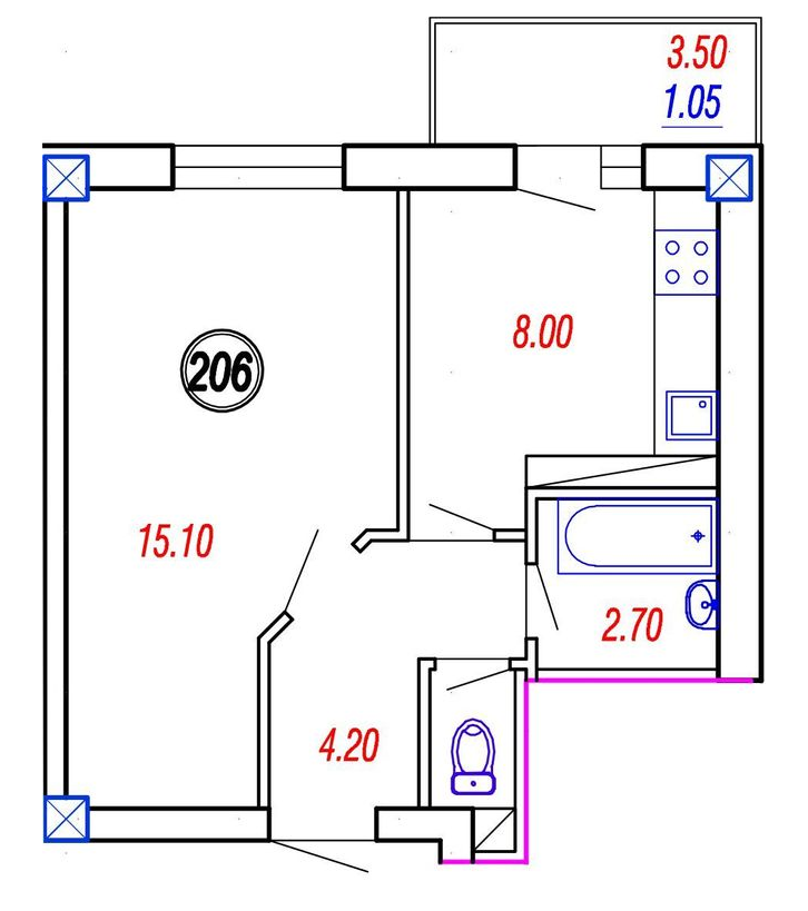 1-комнатная 31.05 м² в ЖК на Прохоровской от 16 500 грн/м², Одесса