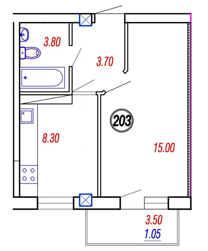 1-кімнатна 31.85 м² в ЖК на Прохорівській від 16 500 грн/м², Одеса