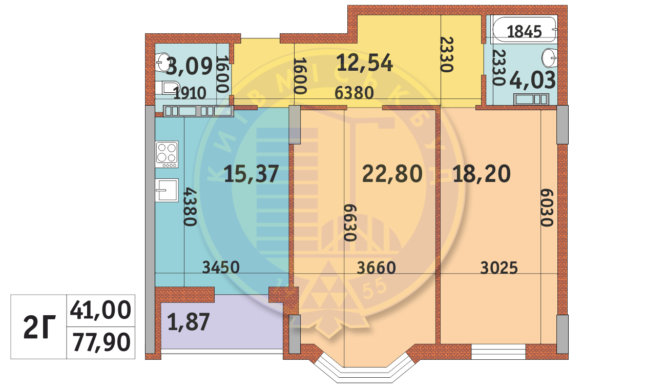 2-кімнатна 77.9 м² в ЖК Подол Град від 47 940 грн/м², Київ