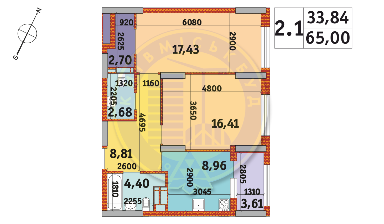 2-комнатная 65.07 м² в ЖК Urban Park от 26 416 грн/м², Киев