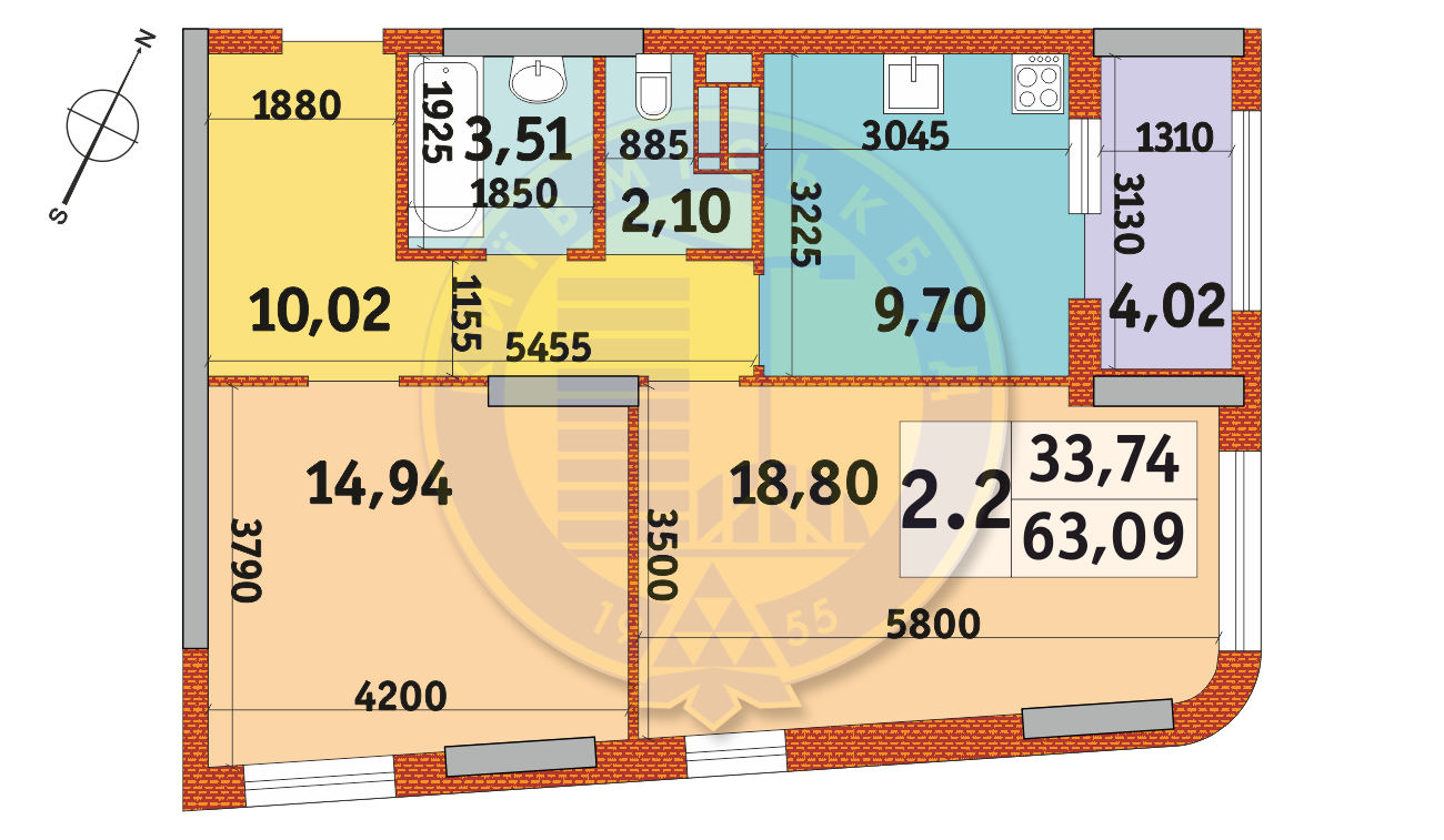 2-кімнатна 63.09 м² в ЖК Urban Park від 30 352 грн/м², Київ