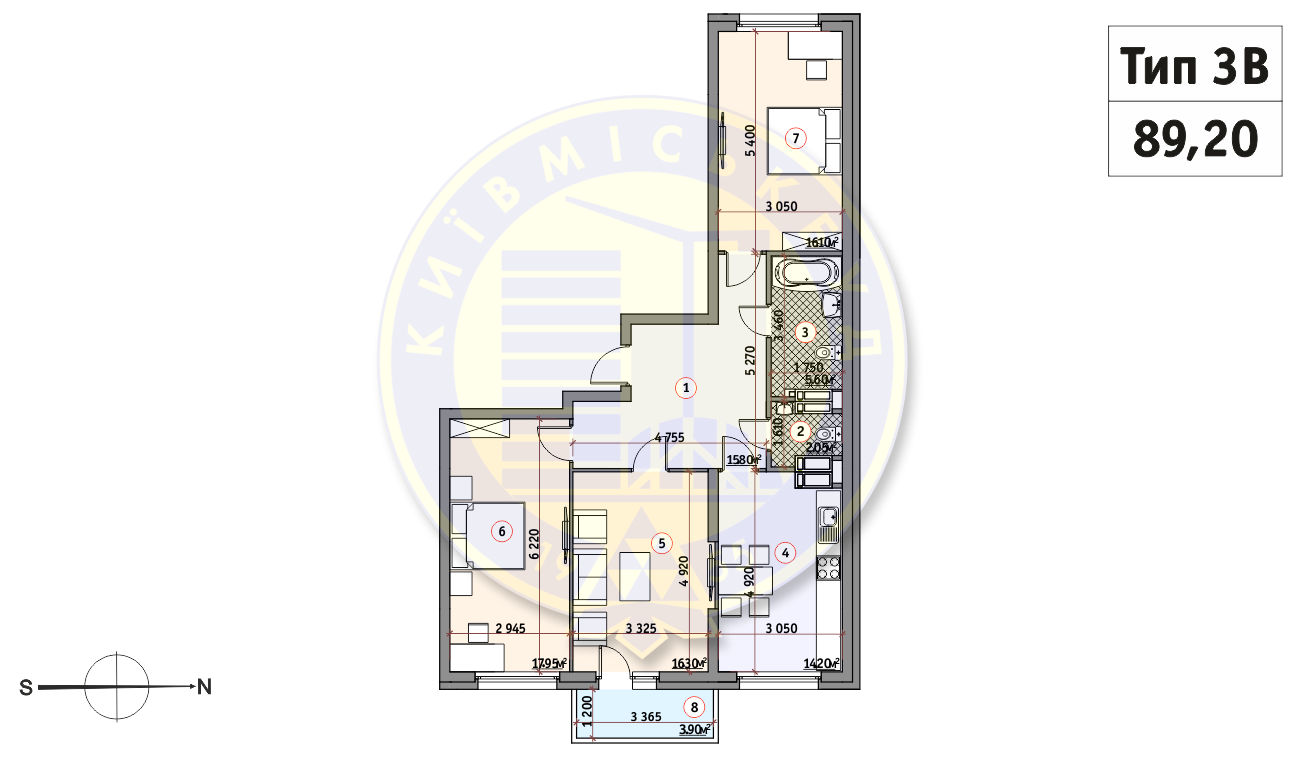 3-кімнатна 89.2 м² в ЖК Кирилівський Гай від 31 916 грн/м², Київ