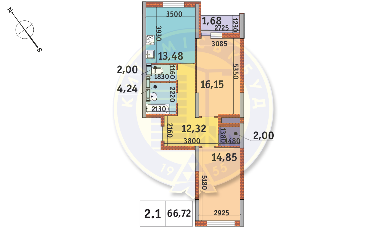 2-кімнатна 66.72 м² в ЖК Академ Парк від 30 766 грн/м², Київ