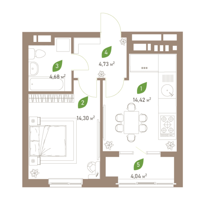 1-комнатная 42.23 м² в ЖК Парковые Озера 2 от 44 764 грн/м², Киев