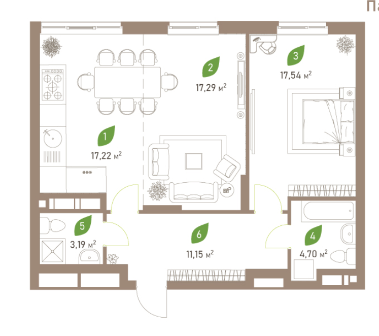 2-кімнатна 71.09 м² в ЖК Паркові Озера 2 від 33 760 грн/м², Київ