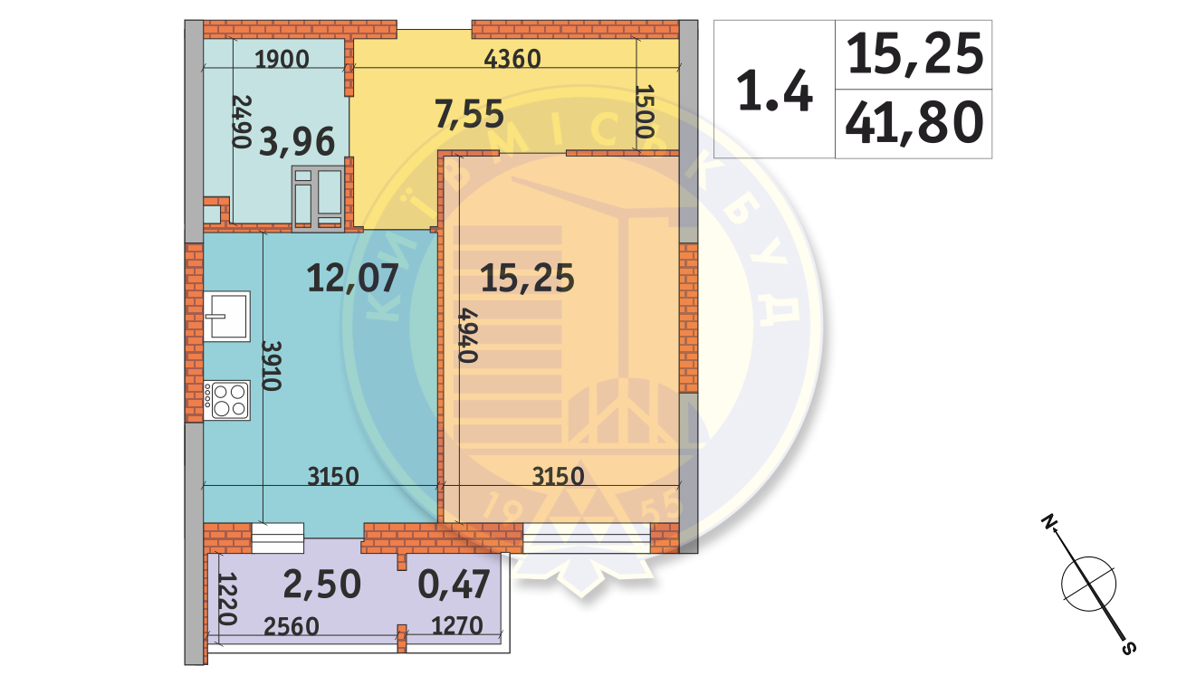 1-кімнатна 41.8 м² в ЖК Пектораль від 29 700 грн/м², Київ