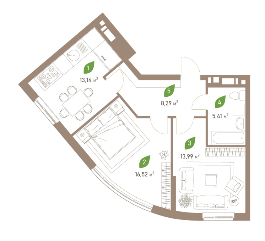 2-кімнатна 57.35 м² в ЖК Паркові Озера 2 від 47 599 грн/м², Київ