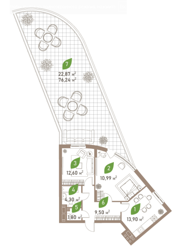 2-кімнатна 83.96 м² в ЖК Паркові Озера 2 від 30 327 грн/м², Київ