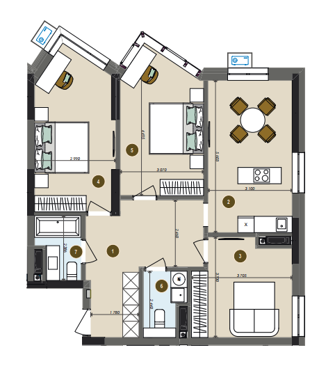 3-комнатная 82.56 м² в ЖК Chalet от 30 800 грн/м², Киев