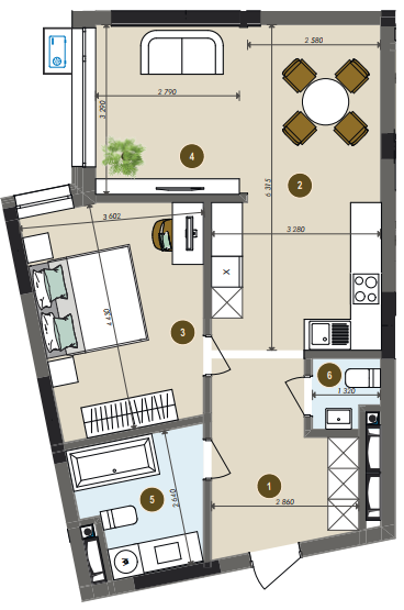 2-комнатная 58 м² в ЖК Chalet от 32 850 грн/м², Киев