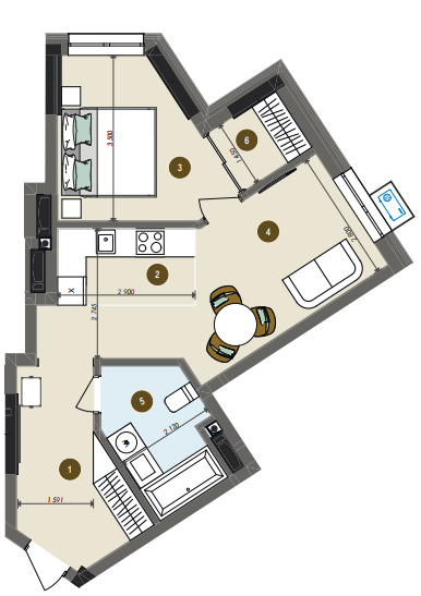 1-комнатная 46.06 м² в ЖК Chalet от 36 270 грн/м², Киев