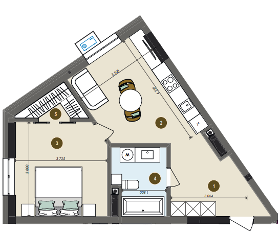 1-комнатная 45.5 м² в ЖК Chalet от 36 270 грн/м², Киев