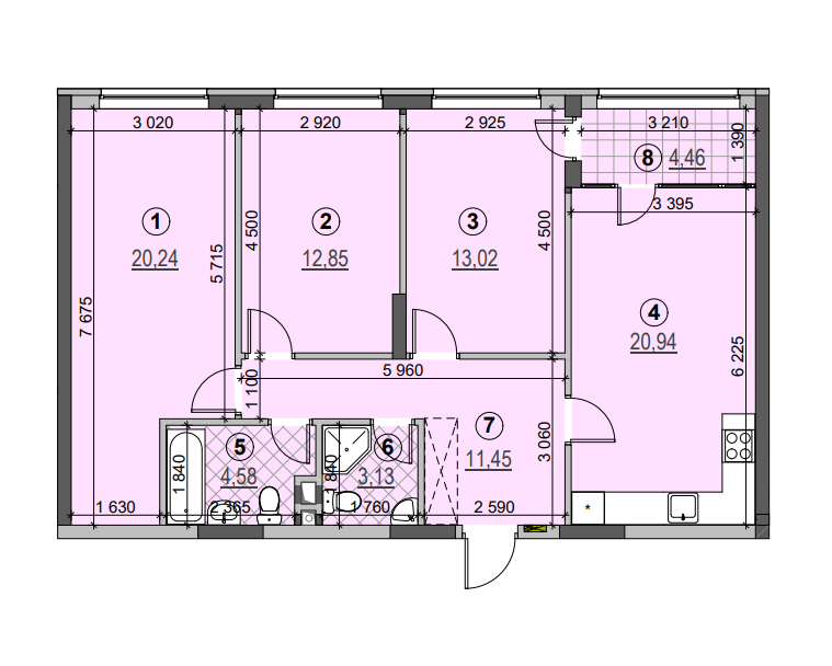 3-комнатная 90.67 м² в ЖК Галактика от 2 484 000 грн/м², Киев