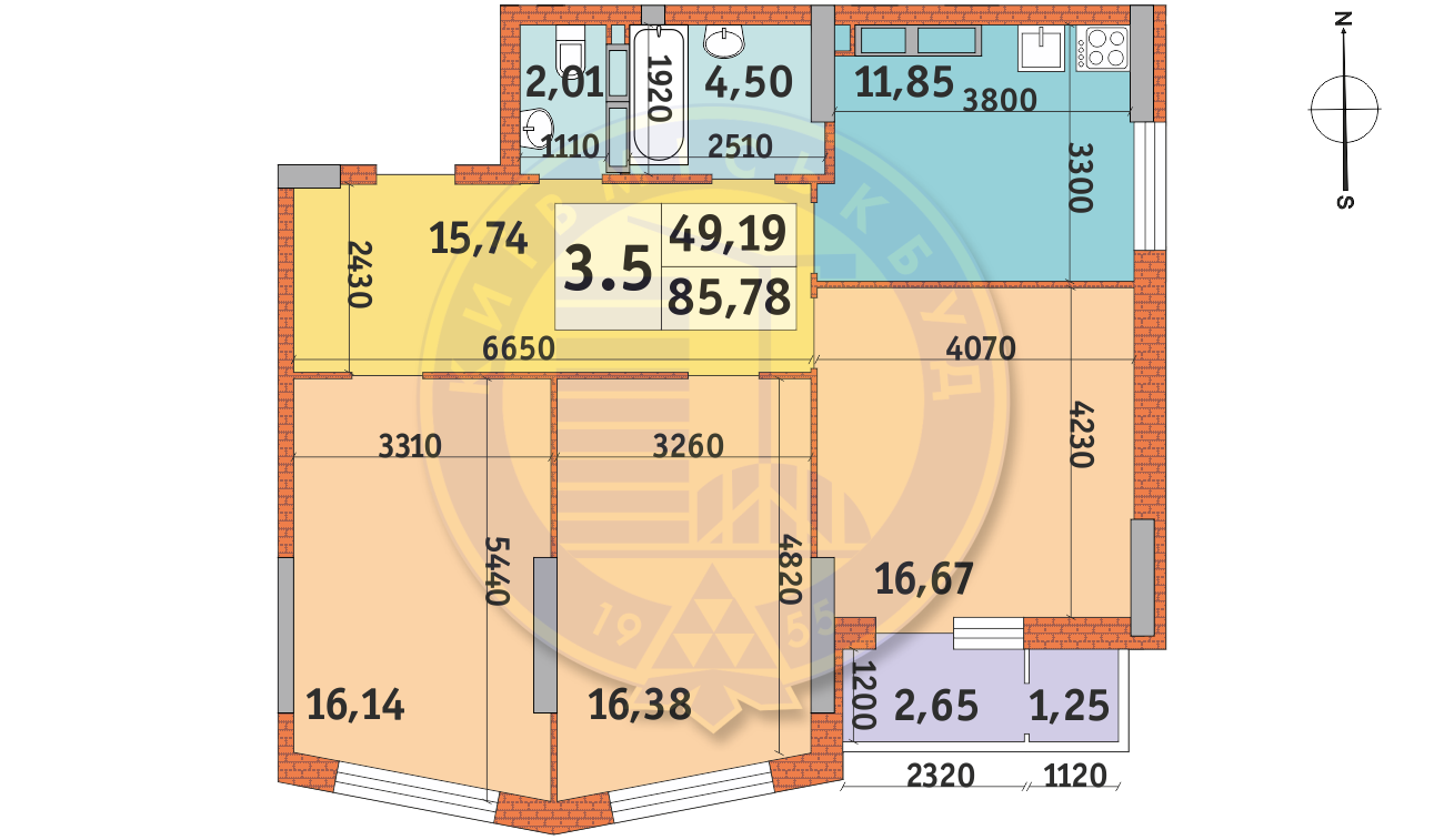 3-кімнатна 85.78 м² в ЖК LAKE HOUSE від 38 758 грн/м², Київ