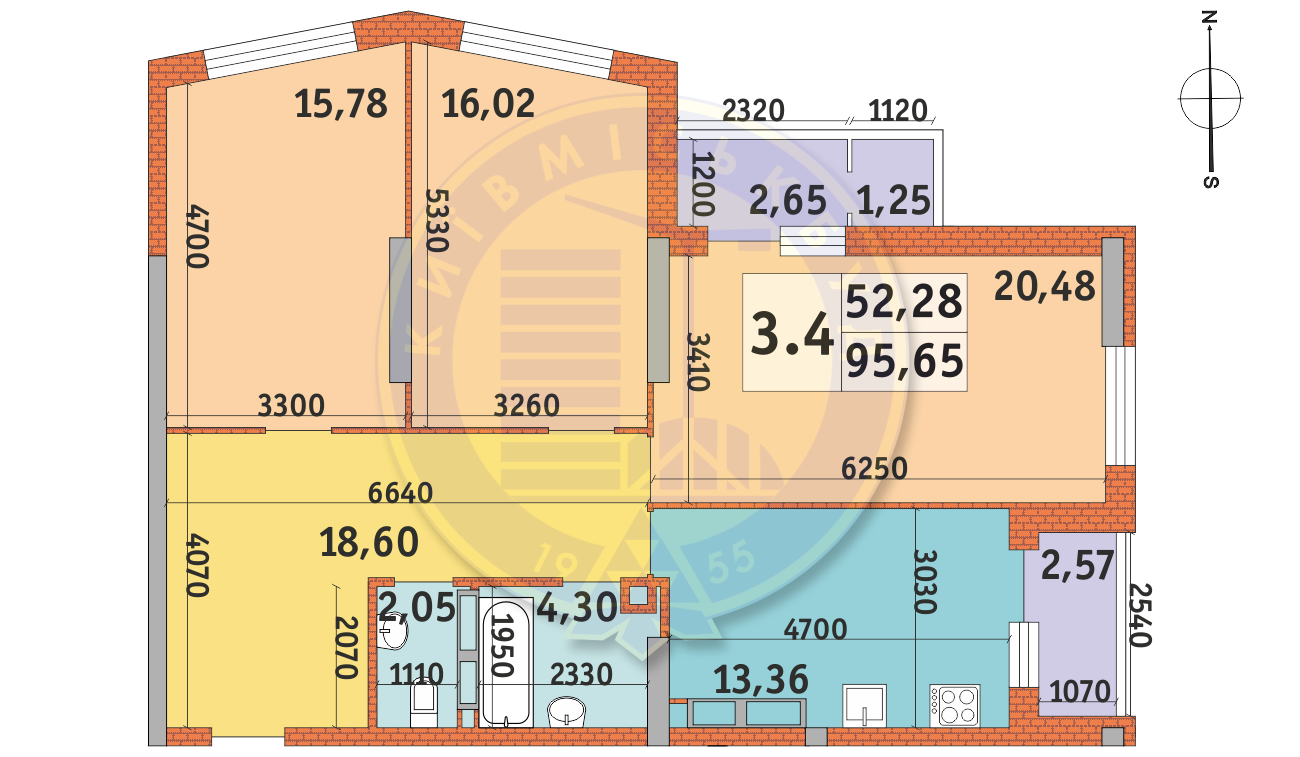 3-комнатная 95.65 м² в ЖК LAKE HOUSE от 34 900 грн/м², Киев