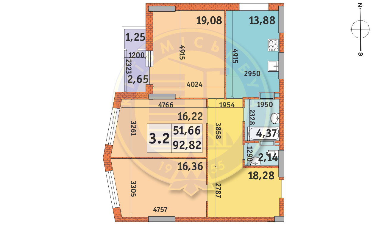 3-кімнатна 92.82 м² в ЖК LAKE HOUSE від 34 900 грн/м², Київ