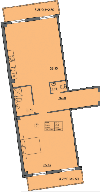 1-комнатная 101.3 м² в ЖК Лидерсовский от 44 450 грн/м², Одесса