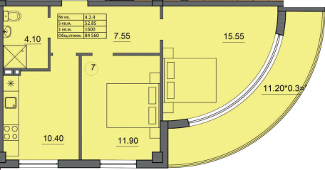 2-кімнатна 52.85 м² в ЖК Лідерсівський від 37 500 грн/м², Одеса