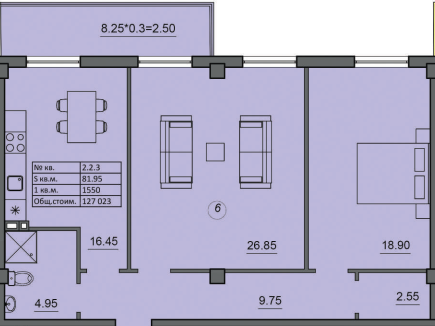 2-комнатная 81.95 м² в ЖК Лидерсовский от 36 300 грн/м², Одесса