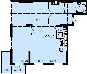 3-кімнатна 110.71 м² в ЖК Акрополь від 28 250 грн/м², Одеса