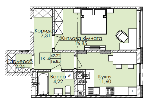1-кімнатна 42.22 м² в ЖК AUROOM SUNRISE від 20 600 грн/м², Львів