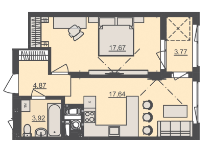 1-кімнатна 47.87 м² в ЖК Семицвіт від 32 550 грн/м², Львів