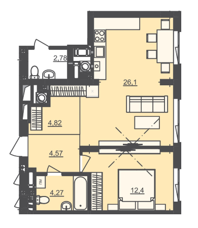 1-кімнатна 52.16 м² в ЖК Семицвіт від 33 550 грн/м², Львів