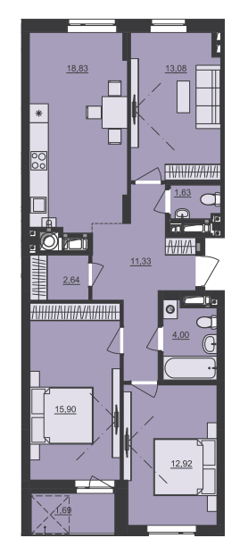 3-кімнатна 82.02 м² в ЖК Семицвіт від 31 300 грн/м², Львів