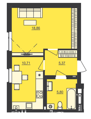 1-комнатная 40.74 м² в ЖК Семицвет от 27 900 грн/м², Львов