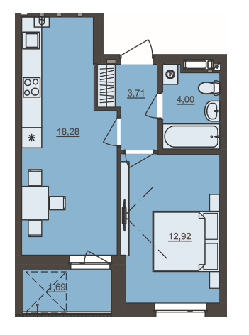 1-кімнатна 40.6 м² в ЖК Семицвіт від 27 900 грн/м², Львів