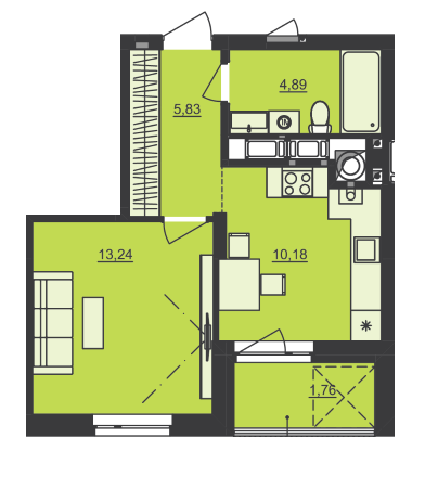 1-кімнатна 35.9 м² в ЖК Семицвіт від 33 000 грн/м², Львів