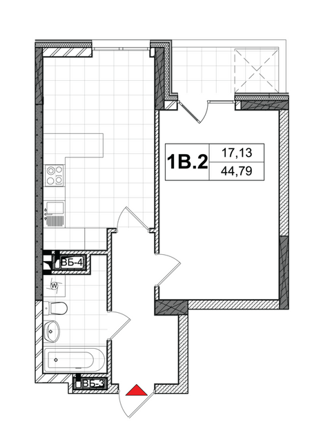 1-комнатная 44.79 м² в ЖК CITY HUB от 59 800 грн/м², Киев